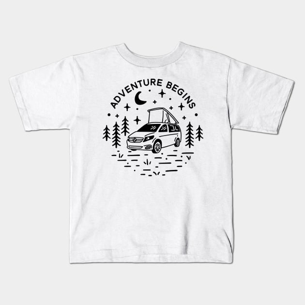 Adventure Begins Kids T-Shirt by Vectographers